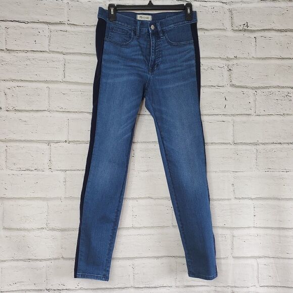Madewell Denim - Madewell 9" high-Rise Skinny Jeans in Beattie Wash Velvet Tuxedo Stripe Edition